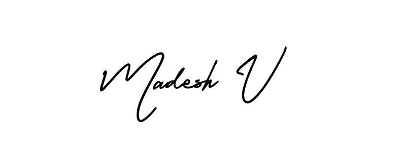 Create a beautiful signature design for name Madesh V. With this signature (AmerikaSignatureDemo-Regular) fonts, you can make a handwritten signature for free. Madesh V signature style 3 images and pictures png