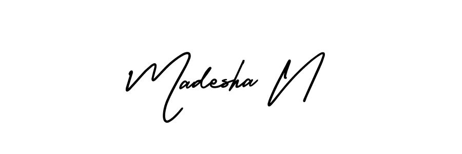 Also You can easily find your signature by using the search form. We will create Madesha N name handwritten signature images for you free of cost using AmerikaSignatureDemo-Regular sign style. Madesha N signature style 3 images and pictures png