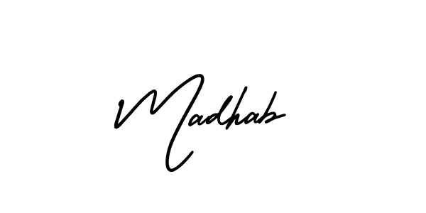 How to make Madhab name signature. Use AmerikaSignatureDemo-Regular style for creating short signs online. This is the latest handwritten sign. Madhab signature style 3 images and pictures png