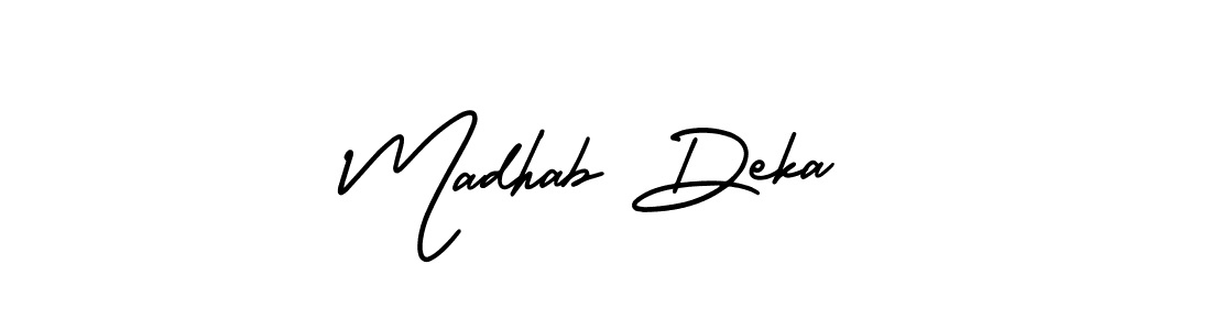 How to make Madhab Deka name signature. Use AmerikaSignatureDemo-Regular style for creating short signs online. This is the latest handwritten sign. Madhab Deka signature style 3 images and pictures png