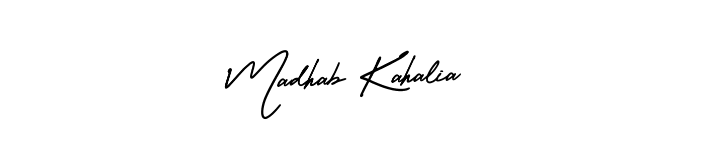 This is the best signature style for the Madhab Kahalia name. Also you like these signature font (AmerikaSignatureDemo-Regular). Mix name signature. Madhab Kahalia signature style 3 images and pictures png