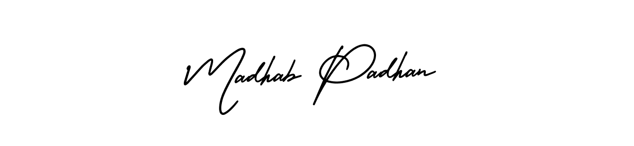 How to make Madhab Padhan name signature. Use AmerikaSignatureDemo-Regular style for creating short signs online. This is the latest handwritten sign. Madhab Padhan signature style 3 images and pictures png