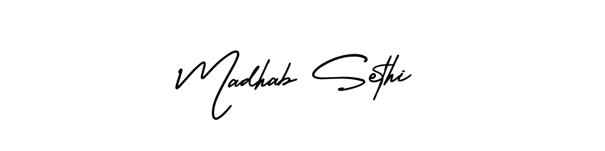 Use a signature maker to create a handwritten signature online. With this signature software, you can design (AmerikaSignatureDemo-Regular) your own signature for name Madhab Sethi. Madhab Sethi signature style 3 images and pictures png
