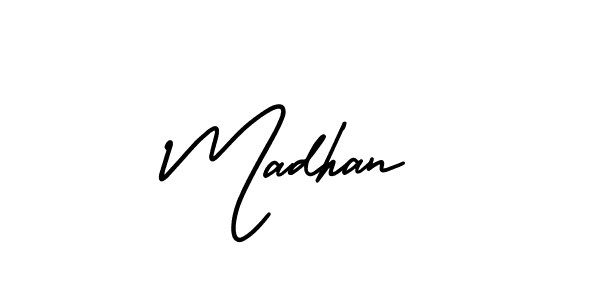 How to make Madhan name signature. Use AmerikaSignatureDemo-Regular style for creating short signs online. This is the latest handwritten sign. Madhan signature style 3 images and pictures png