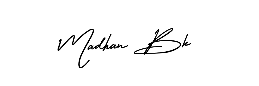 Make a beautiful signature design for name Madhan Bk. With this signature (AmerikaSignatureDemo-Regular) style, you can create a handwritten signature for free. Madhan Bk signature style 3 images and pictures png