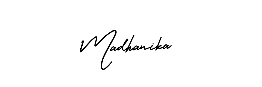 Create a beautiful signature design for name Madhanika. With this signature (AmerikaSignatureDemo-Regular) fonts, you can make a handwritten signature for free. Madhanika signature style 3 images and pictures png