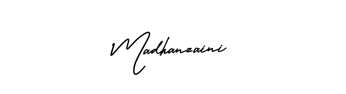 The best way (AmerikaSignatureDemo-Regular) to make a short signature is to pick only two or three words in your name. The name Madhanzaini include a total of six letters. For converting this name. Madhanzaini signature style 3 images and pictures png