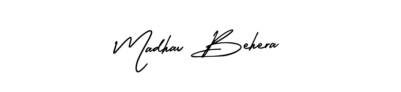 if you are searching for the best signature style for your name Madhav Behera. so please give up your signature search. here we have designed multiple signature styles  using AmerikaSignatureDemo-Regular. Madhav Behera signature style 3 images and pictures png