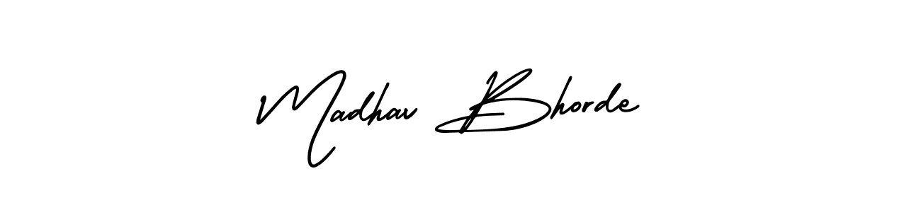 You should practise on your own different ways (AmerikaSignatureDemo-Regular) to write your name (Madhav Bhorde) in signature. don't let someone else do it for you. Madhav Bhorde signature style 3 images and pictures png