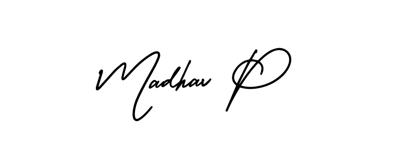 Create a beautiful signature design for name Madhav P. With this signature (AmerikaSignatureDemo-Regular) fonts, you can make a handwritten signature for free. Madhav P signature style 3 images and pictures png