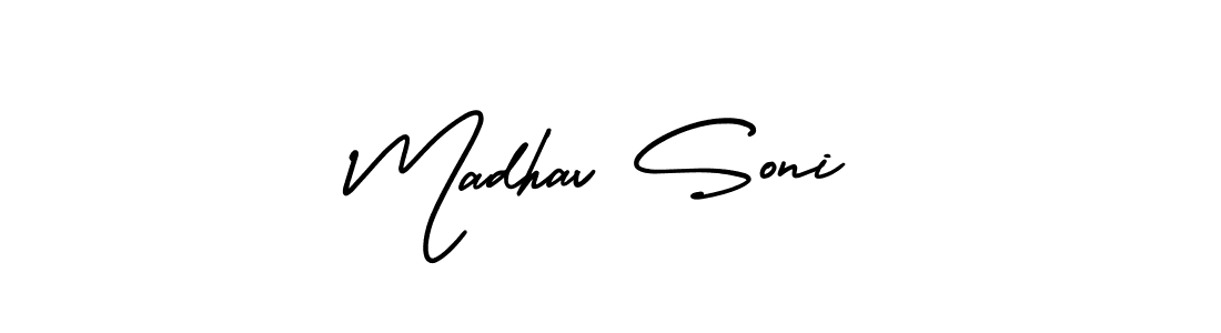 This is the best signature style for the Madhav Soni name. Also you like these signature font (AmerikaSignatureDemo-Regular). Mix name signature. Madhav Soni signature style 3 images and pictures png