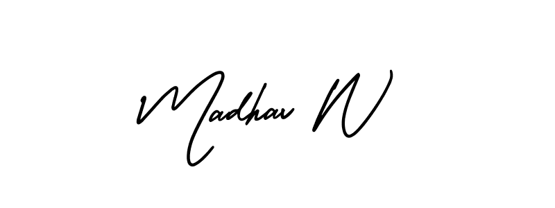 Make a beautiful signature design for name Madhav W. With this signature (AmerikaSignatureDemo-Regular) style, you can create a handwritten signature for free. Madhav W signature style 3 images and pictures png