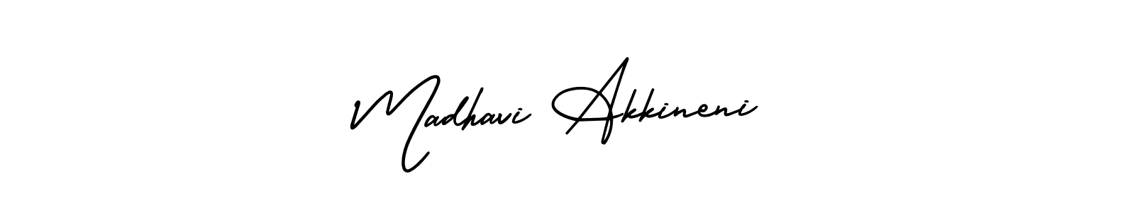 if you are searching for the best signature style for your name Madhavi Akkineni. so please give up your signature search. here we have designed multiple signature styles  using AmerikaSignatureDemo-Regular. Madhavi Akkineni signature style 3 images and pictures png