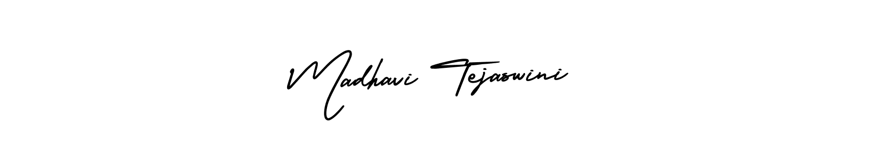 How to make Madhavi Tejaswini name signature. Use AmerikaSignatureDemo-Regular style for creating short signs online. This is the latest handwritten sign. Madhavi Tejaswini signature style 3 images and pictures png