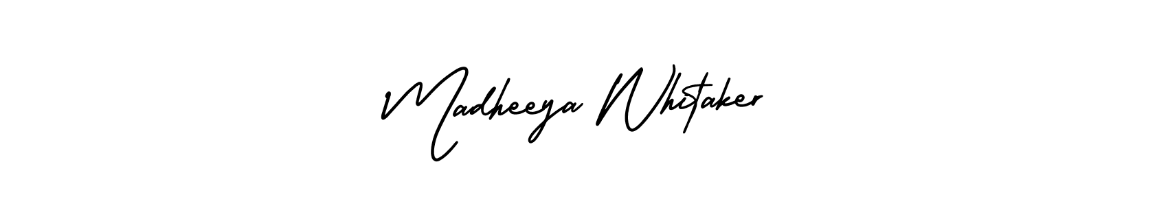 Make a beautiful signature design for name Madheeya Whitaker. With this signature (AmerikaSignatureDemo-Regular) style, you can create a handwritten signature for free. Madheeya Whitaker signature style 3 images and pictures png