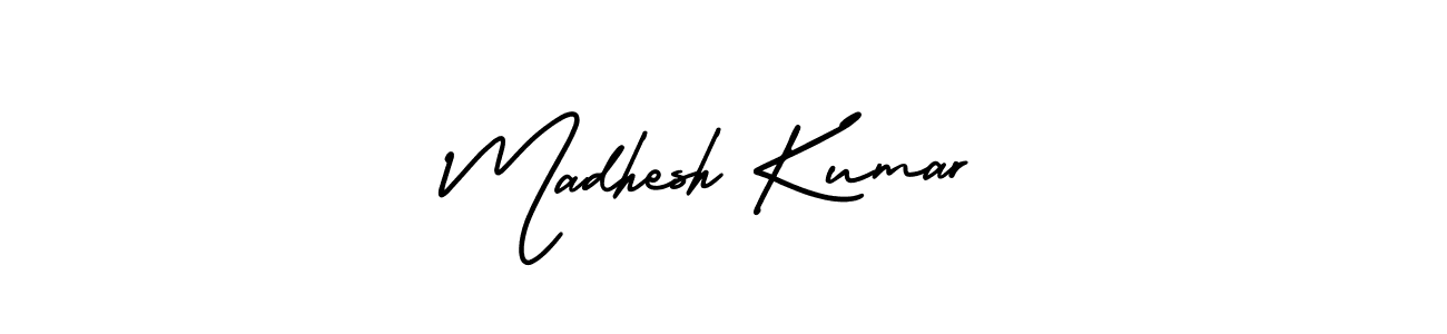 You should practise on your own different ways (AmerikaSignatureDemo-Regular) to write your name (Madhesh Kumar) in signature. don't let someone else do it for you. Madhesh Kumar signature style 3 images and pictures png