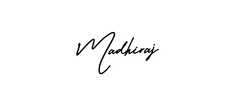 The best way (AmerikaSignatureDemo-Regular) to make a short signature is to pick only two or three words in your name. The name Madhiraj include a total of six letters. For converting this name. Madhiraj signature style 3 images and pictures png