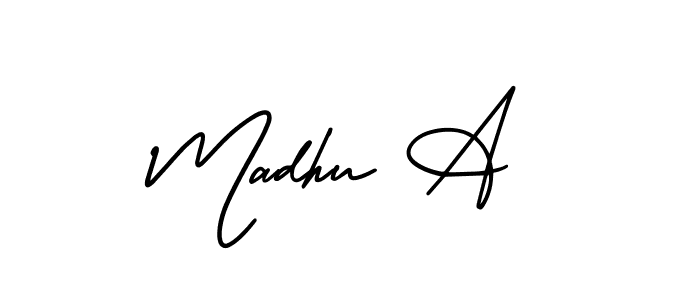 How to make Madhu A signature? AmerikaSignatureDemo-Regular is a professional autograph style. Create handwritten signature for Madhu A name. Madhu A signature style 3 images and pictures png