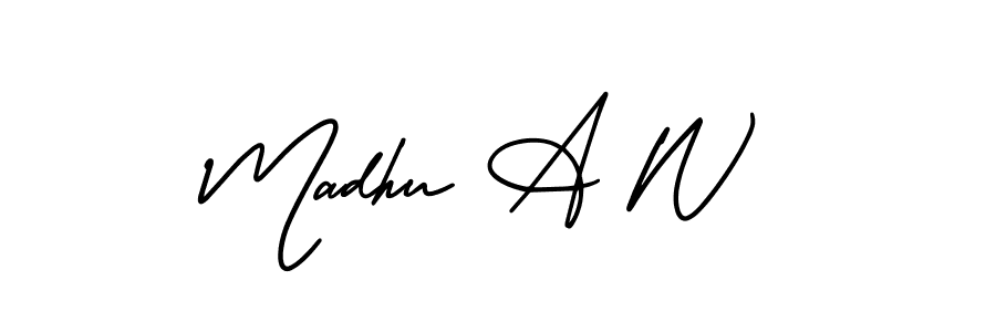 Make a beautiful signature design for name Madhu A W. Use this online signature maker to create a handwritten signature for free. Madhu A W signature style 3 images and pictures png