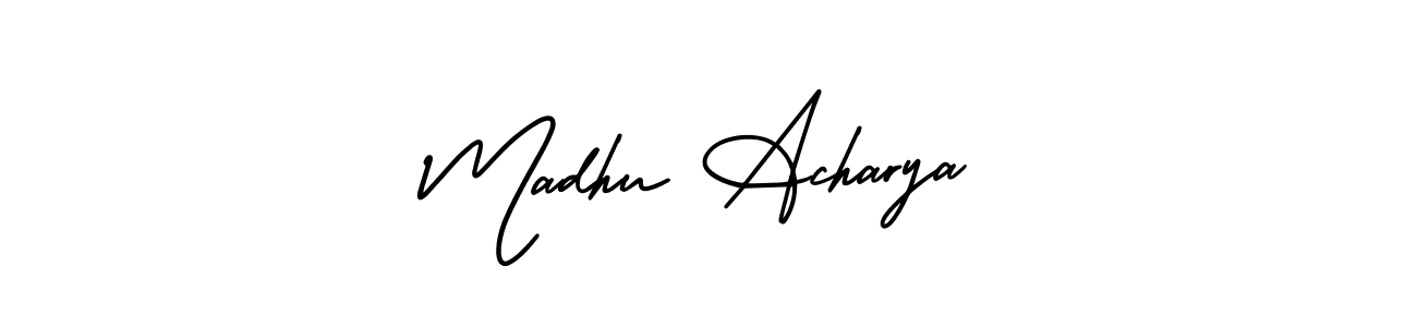 It looks lik you need a new signature style for name Madhu Acharya. Design unique handwritten (AmerikaSignatureDemo-Regular) signature with our free signature maker in just a few clicks. Madhu Acharya signature style 3 images and pictures png