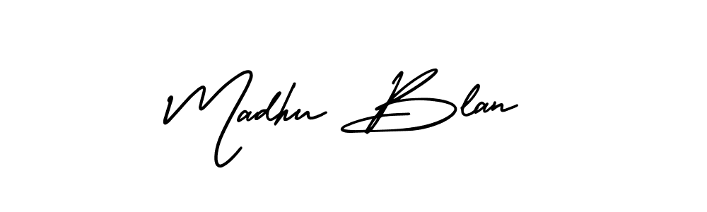 How to Draw Madhu Blan signature style? AmerikaSignatureDemo-Regular is a latest design signature styles for name Madhu Blan. Madhu Blan signature style 3 images and pictures png