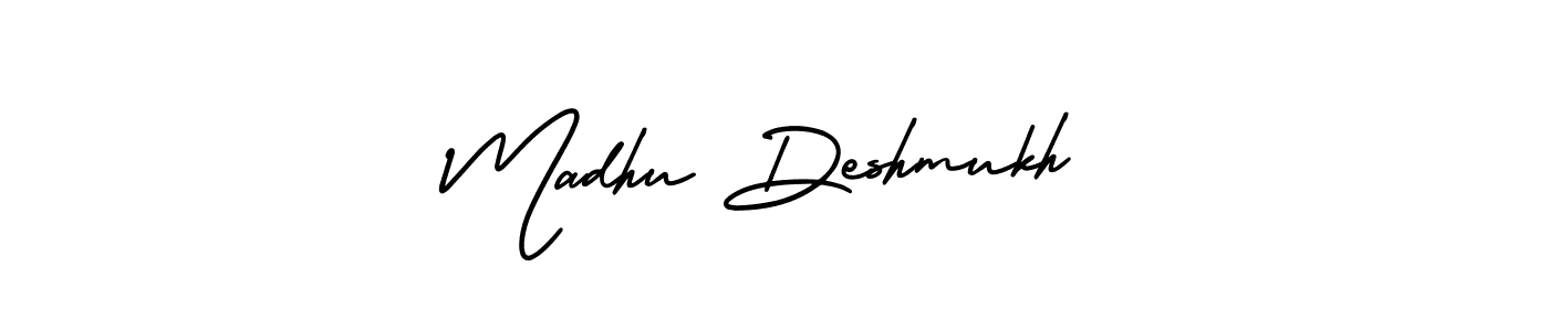 How to make Madhu Deshmukh name signature. Use AmerikaSignatureDemo-Regular style for creating short signs online. This is the latest handwritten sign. Madhu Deshmukh signature style 3 images and pictures png