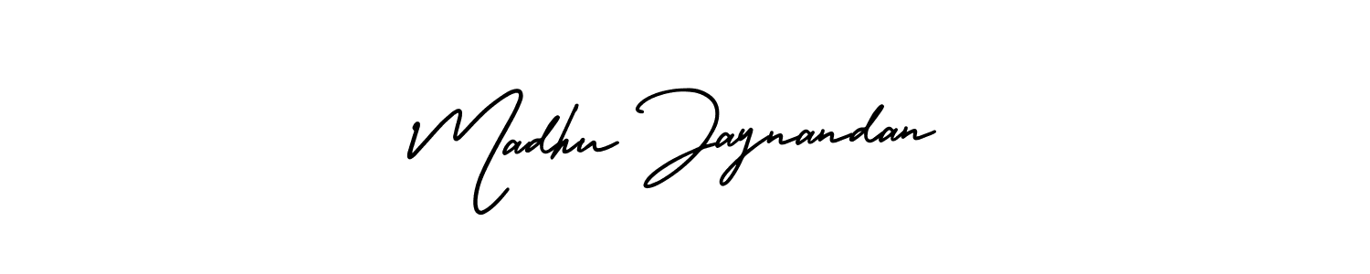 Madhu Jaynandan stylish signature style. Best Handwritten Sign (AmerikaSignatureDemo-Regular) for my name. Handwritten Signature Collection Ideas for my name Madhu Jaynandan. Madhu Jaynandan signature style 3 images and pictures png