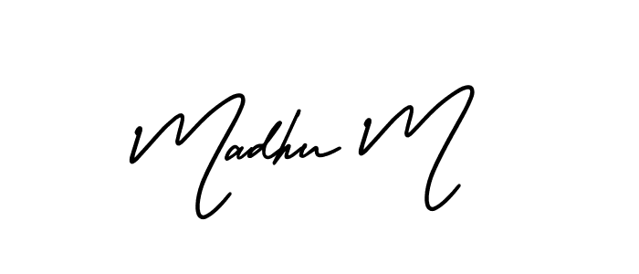 Make a short Madhu M signature style. Manage your documents anywhere anytime using AmerikaSignatureDemo-Regular. Create and add eSignatures, submit forms, share and send files easily. Madhu M signature style 3 images and pictures png