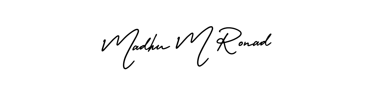You should practise on your own different ways (AmerikaSignatureDemo-Regular) to write your name (Madhu M Ronad) in signature. don't let someone else do it for you. Madhu M Ronad signature style 3 images and pictures png