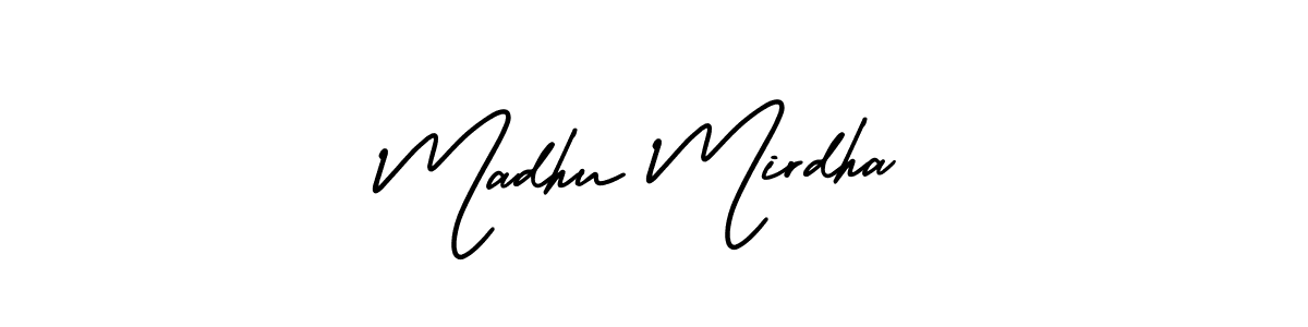 Create a beautiful signature design for name Madhu Mirdha. With this signature (AmerikaSignatureDemo-Regular) fonts, you can make a handwritten signature for free. Madhu Mirdha signature style 3 images and pictures png