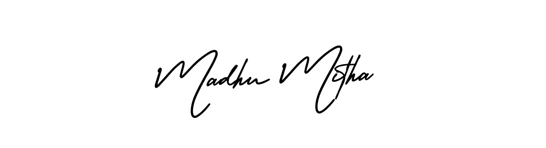 How to Draw Madhu Mitha signature style? AmerikaSignatureDemo-Regular is a latest design signature styles for name Madhu Mitha. Madhu Mitha signature style 3 images and pictures png