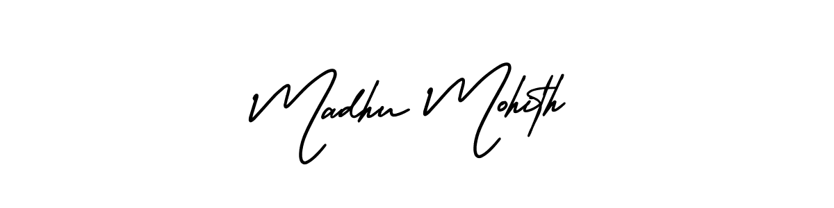 Also You can easily find your signature by using the search form. We will create Madhu Mohith name handwritten signature images for you free of cost using AmerikaSignatureDemo-Regular sign style. Madhu Mohith signature style 3 images and pictures png