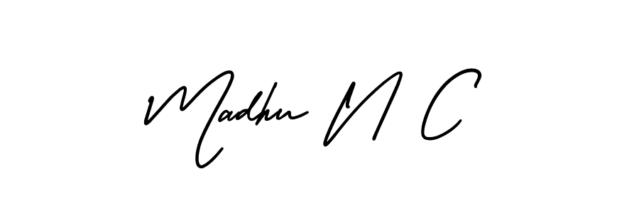 Also we have Madhu N C name is the best signature style. Create professional handwritten signature collection using AmerikaSignatureDemo-Regular autograph style. Madhu N C signature style 3 images and pictures png