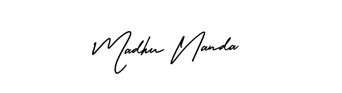 How to make Madhu Nanda signature? AmerikaSignatureDemo-Regular is a professional autograph style. Create handwritten signature for Madhu Nanda name. Madhu Nanda signature style 3 images and pictures png