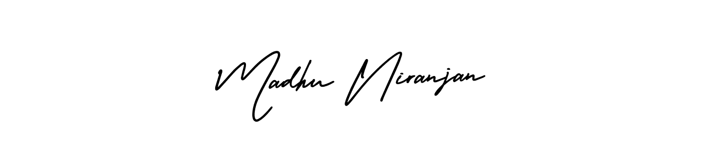 if you are searching for the best signature style for your name Madhu Niranjan. so please give up your signature search. here we have designed multiple signature styles  using AmerikaSignatureDemo-Regular. Madhu Niranjan signature style 3 images and pictures png