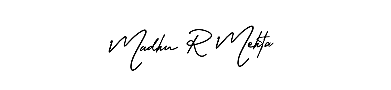 How to make Madhu R Mehta name signature. Use AmerikaSignatureDemo-Regular style for creating short signs online. This is the latest handwritten sign. Madhu R Mehta signature style 3 images and pictures png