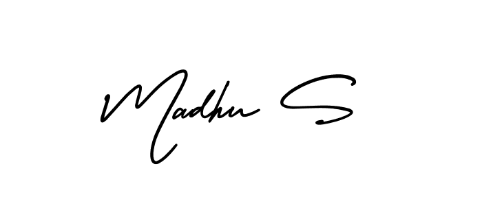 Madhu S stylish signature style. Best Handwritten Sign (AmerikaSignatureDemo-Regular) for my name. Handwritten Signature Collection Ideas for my name Madhu S. Madhu S signature style 3 images and pictures png