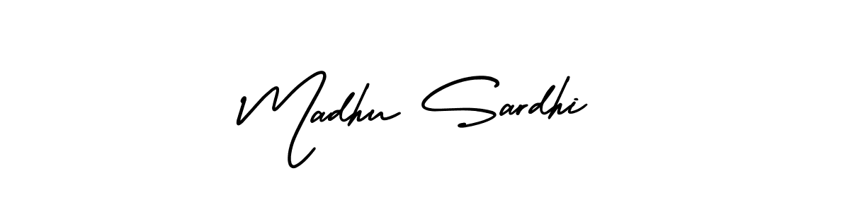 Madhu Sardhi stylish signature style. Best Handwritten Sign (AmerikaSignatureDemo-Regular) for my name. Handwritten Signature Collection Ideas for my name Madhu Sardhi. Madhu Sardhi signature style 3 images and pictures png