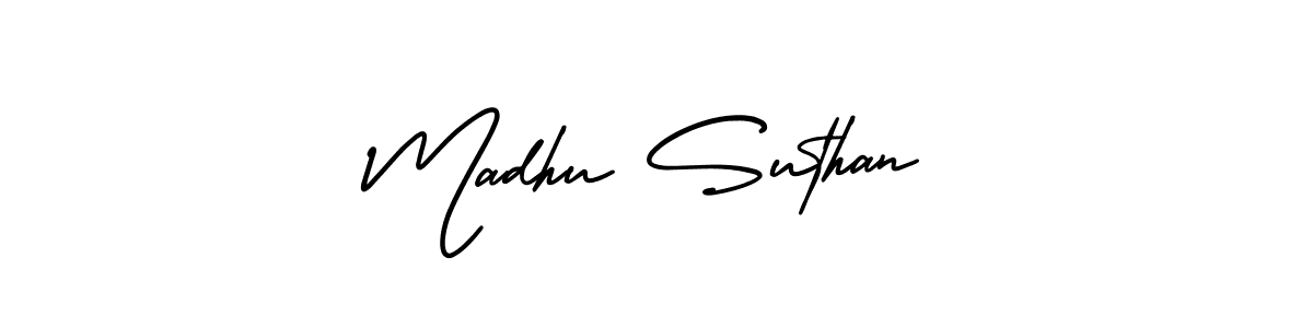 Also You can easily find your signature by using the search form. We will create Madhu Suthan name handwritten signature images for you free of cost using AmerikaSignatureDemo-Regular sign style. Madhu Suthan signature style 3 images and pictures png