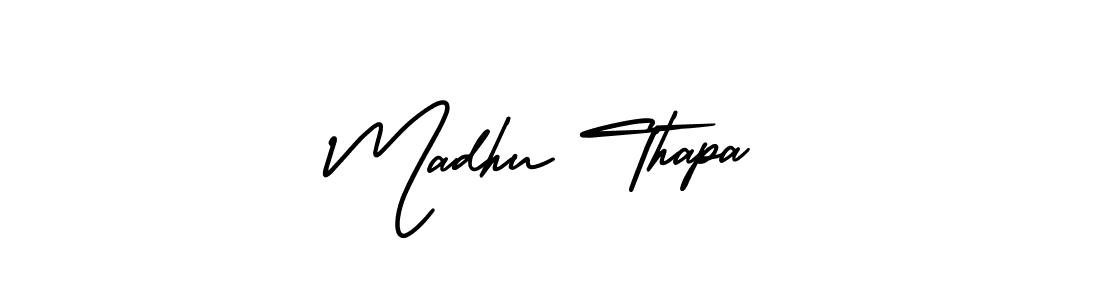 Also we have Madhu Thapa name is the best signature style. Create professional handwritten signature collection using AmerikaSignatureDemo-Regular autograph style. Madhu Thapa signature style 3 images and pictures png
