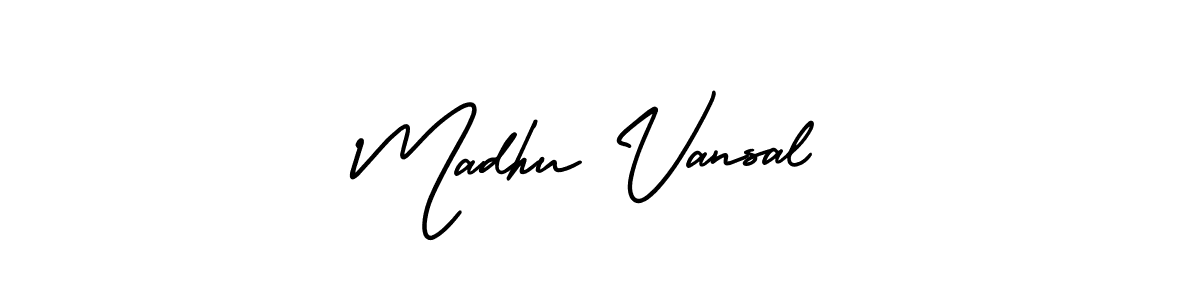 How to make Madhu Vansal name signature. Use AmerikaSignatureDemo-Regular style for creating short signs online. This is the latest handwritten sign. Madhu Vansal signature style 3 images and pictures png