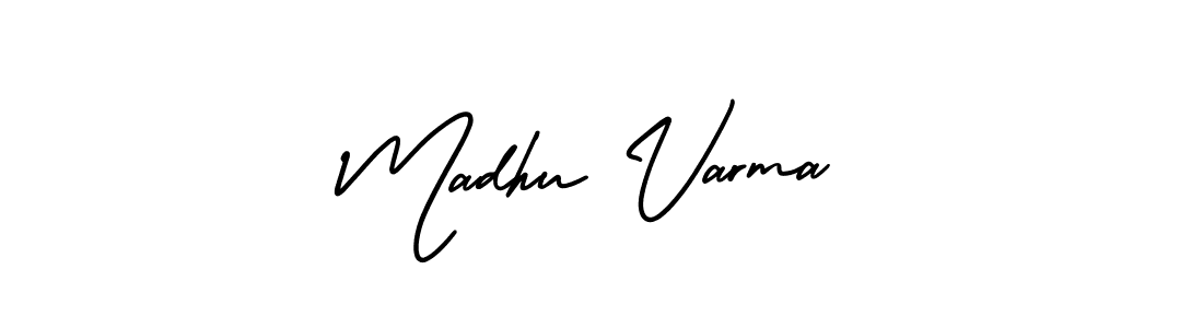 The best way (AmerikaSignatureDemo-Regular) to make a short signature is to pick only two or three words in your name. The name Madhu Varma include a total of six letters. For converting this name. Madhu Varma signature style 3 images and pictures png