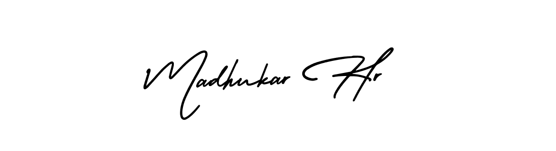 Similarly AmerikaSignatureDemo-Regular is the best handwritten signature design. Signature creator online .You can use it as an online autograph creator for name Madhukar Hr. Madhukar Hr signature style 3 images and pictures png