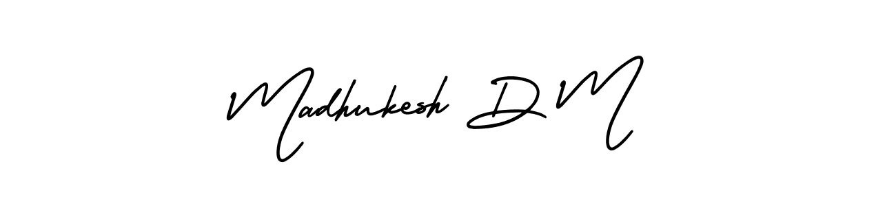 Use a signature maker to create a handwritten signature online. With this signature software, you can design (AmerikaSignatureDemo-Regular) your own signature for name Madhukesh D M. Madhukesh D M signature style 3 images and pictures png