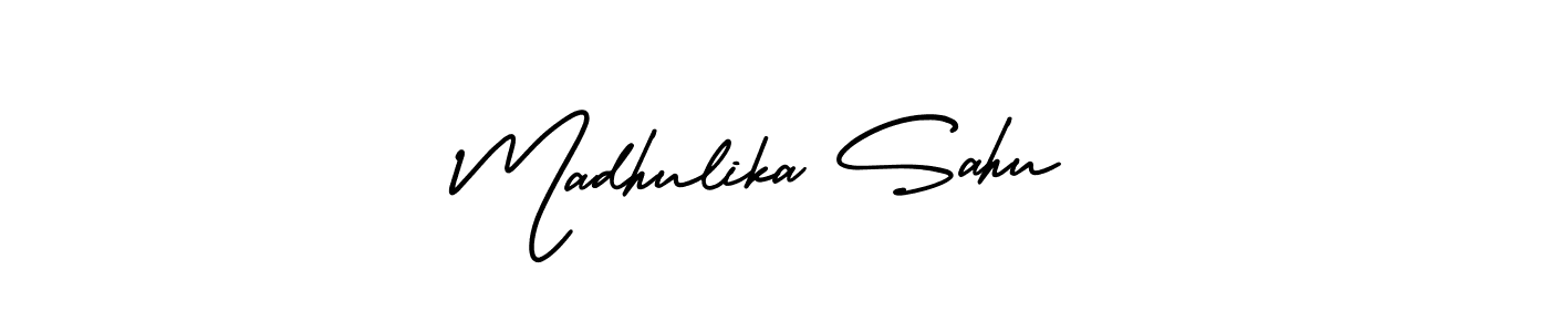 How to make Madhulika Sahu name signature. Use AmerikaSignatureDemo-Regular style for creating short signs online. This is the latest handwritten sign. Madhulika Sahu signature style 3 images and pictures png