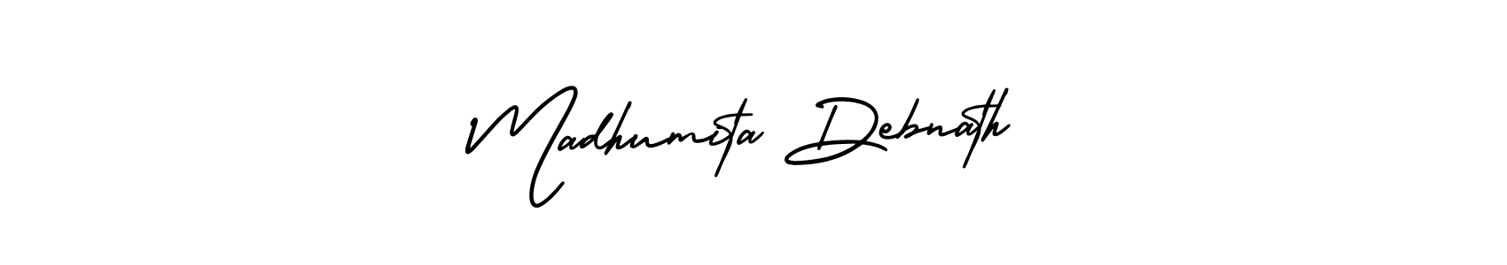 AmerikaSignatureDemo-Regular is a professional signature style that is perfect for those who want to add a touch of class to their signature. It is also a great choice for those who want to make their signature more unique. Get Madhumita Debnath name to fancy signature for free. Madhumita Debnath signature style 3 images and pictures png