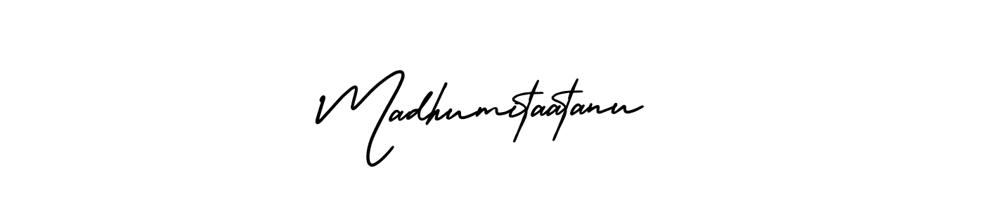 Also You can easily find your signature by using the search form. We will create Madhumitaatanu name handwritten signature images for you free of cost using AmerikaSignatureDemo-Regular sign style. Madhumitaatanu signature style 3 images and pictures png