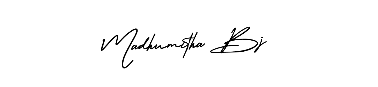 Make a beautiful signature design for name Madhumitha Bj. With this signature (AmerikaSignatureDemo-Regular) style, you can create a handwritten signature for free. Madhumitha Bj signature style 3 images and pictures png