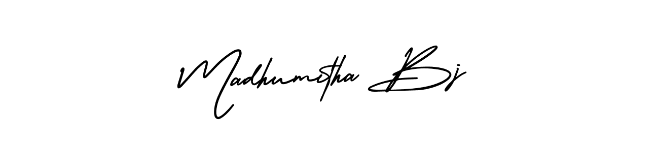 Make a beautiful signature design for name Madhumitha Bj. With this signature (AmerikaSignatureDemo-Regular) style, you can create a handwritten signature for free. Madhumitha Bj signature style 3 images and pictures png