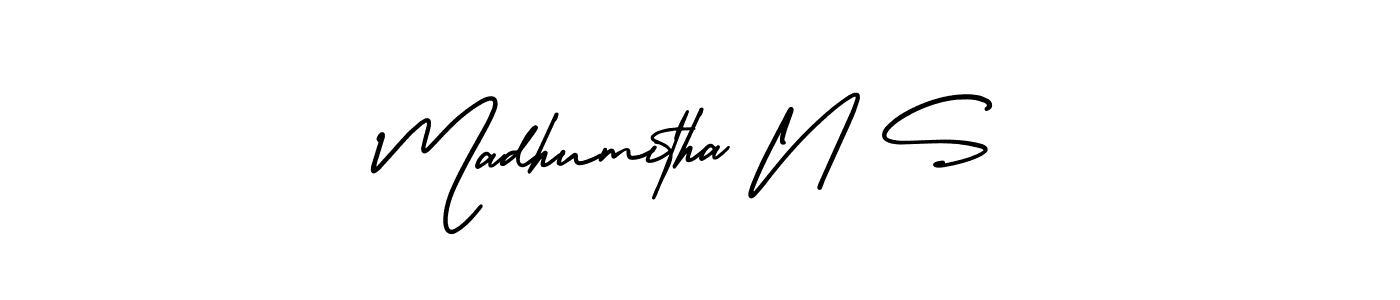 How to Draw Madhumitha N S signature style? AmerikaSignatureDemo-Regular is a latest design signature styles for name Madhumitha N S. Madhumitha N S signature style 3 images and pictures png